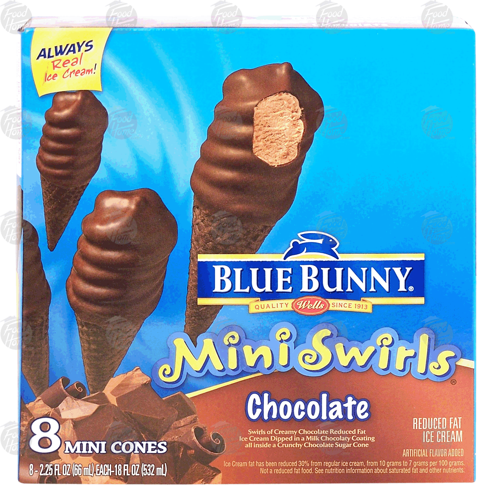 Blue Bunny Mini Swirls chocolate ice cream dipped in a milk chocolaty coating inside a chocolate sugar cone, 8 mini cones Full-Size Picture